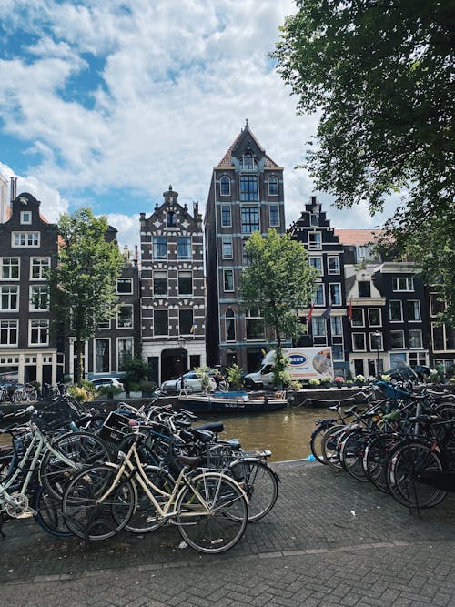 Bikes near Canal in Amsterdam