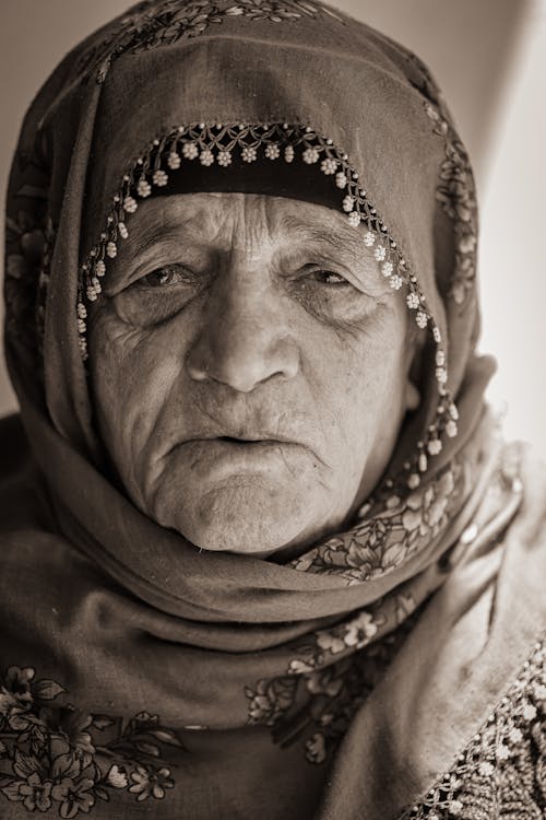 Wrinkled Face of Elderly Woman