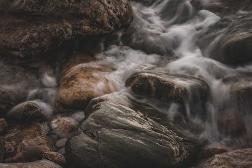 Stream Water Flowing over Rocks