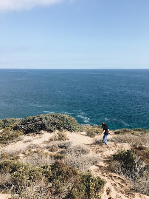 Woman Standing Beside Cliff Near Ocean