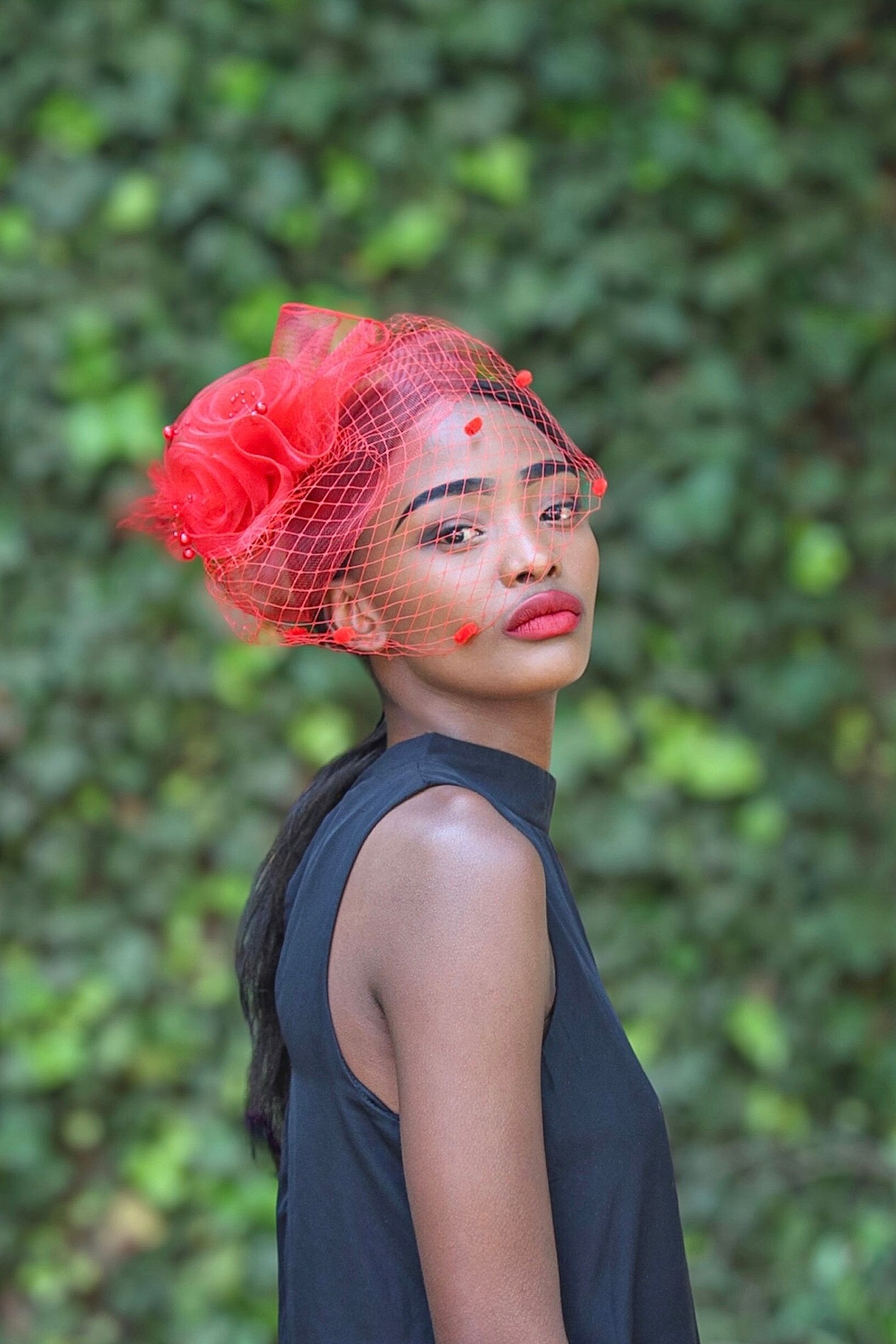 Portrait of Woman in Red Veil · Free Stock Photo