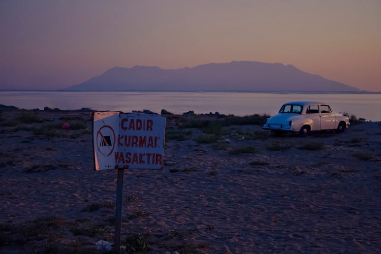 Vintage Car Parking At Seashore