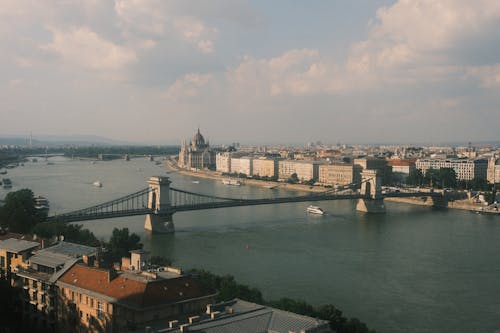 Kostenloses Stock Foto zu budapest, donau, drohne erschossen