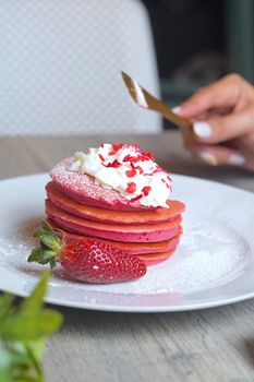 Strawberry Flavored Stuffed Pancake Bites