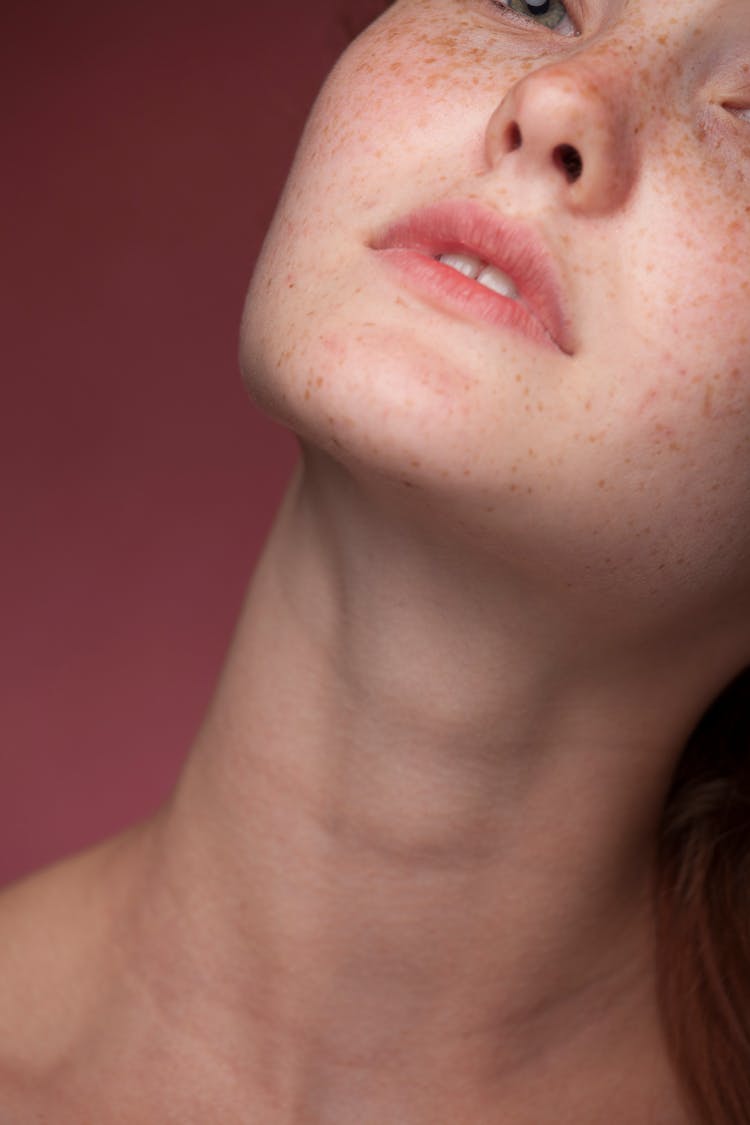 Close Up Of Woman Face And Neck