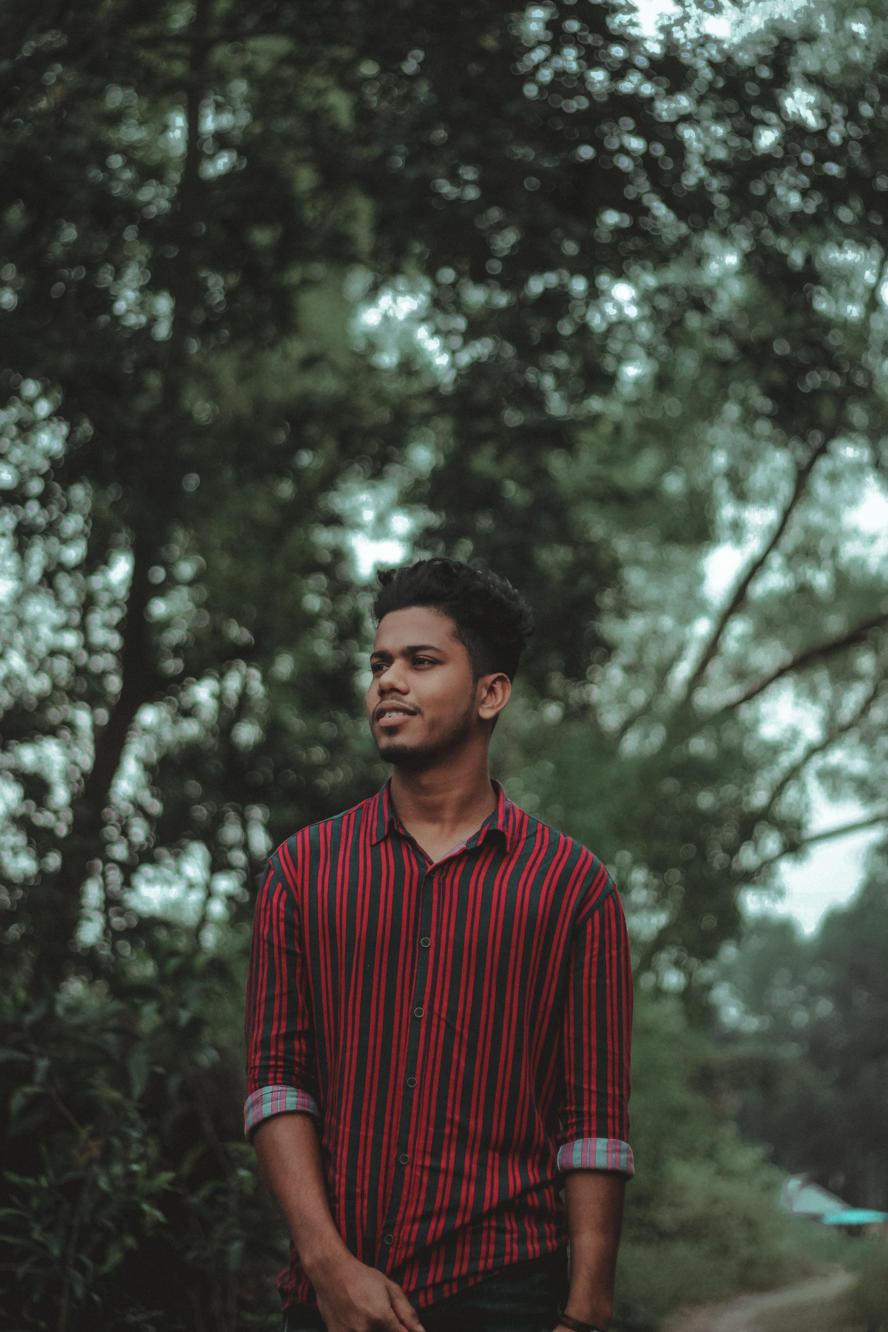 Man in Shirt Standing among Trees · Free Stock Photo