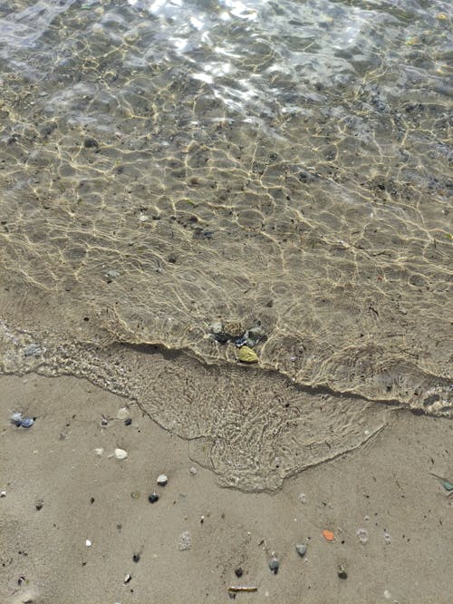 Close-up of Water Washing up the Beach 