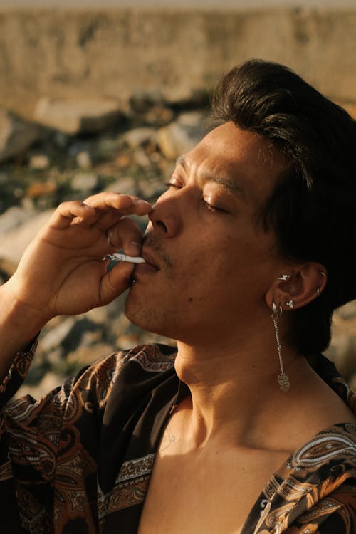 Man Smoking Cigarette
