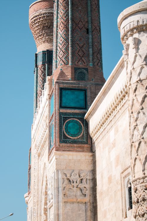 Free Ornate Ottoman architectural facade with geometric patterns in Sivas, Turkey. Stock Photo