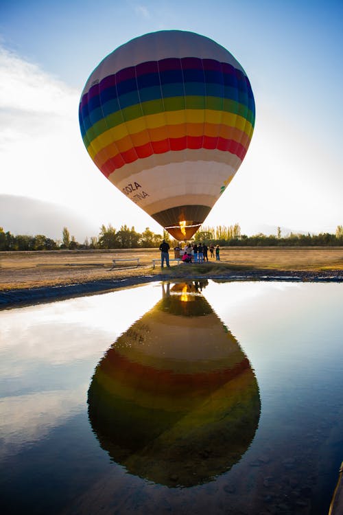 Hot Air Balloon and Reflection in Water