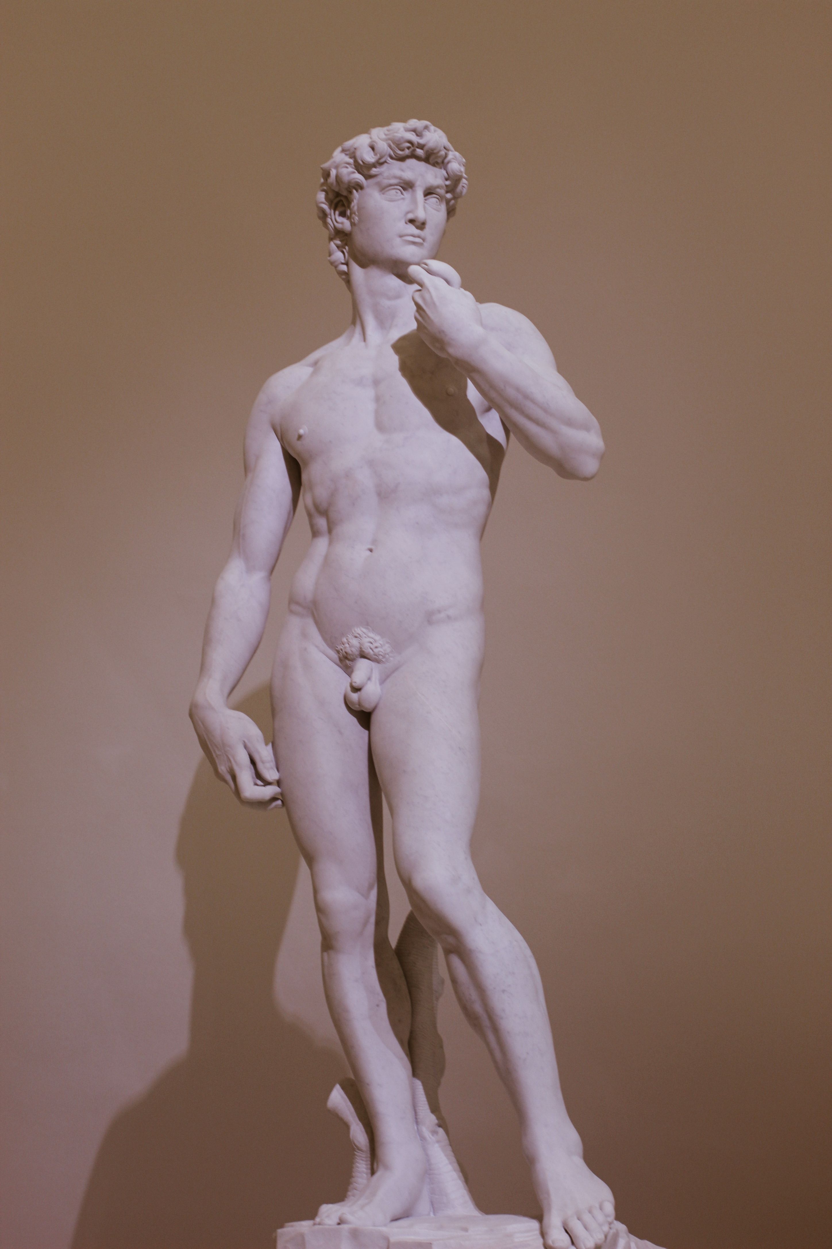 A detailed view of Michelangelo's David sculpture, showcasing Renaissance art excellence.