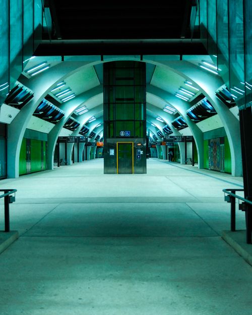 Free A spacious and empty modern railway station in Brisbane, showcasing a futuristic design. Stock Photo