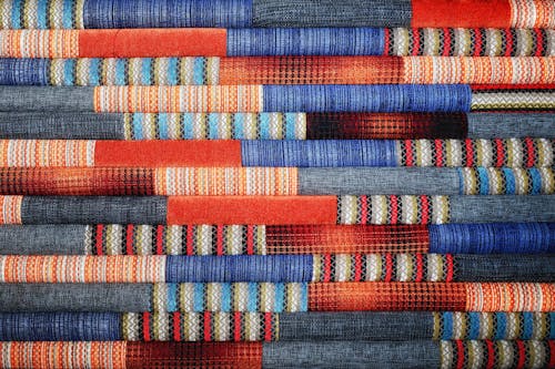 Close-up of a Stack of Fabric with Different Patterns 