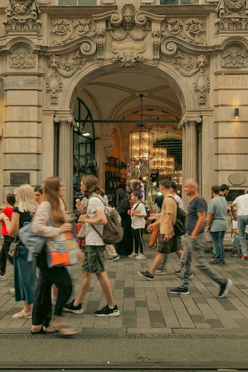 People Walking on Cicek Pasaji in Istanbul