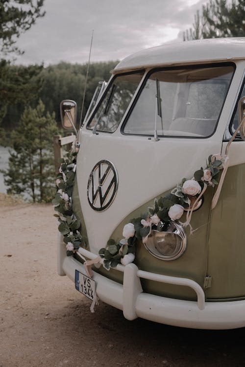 Vintage Volkswagen Bus in Flowers