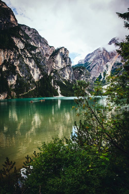 Free Lake Surrounded by Trees and Mountains Stock Photo