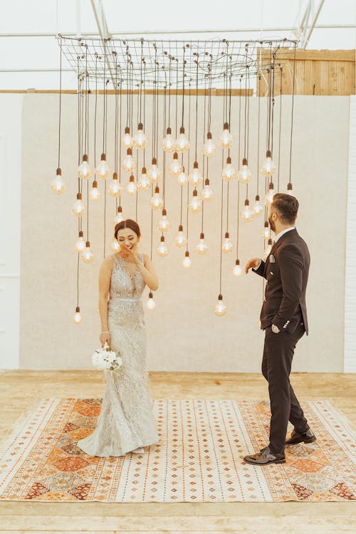 Newlywed Couple by Modern Decorative Lamp