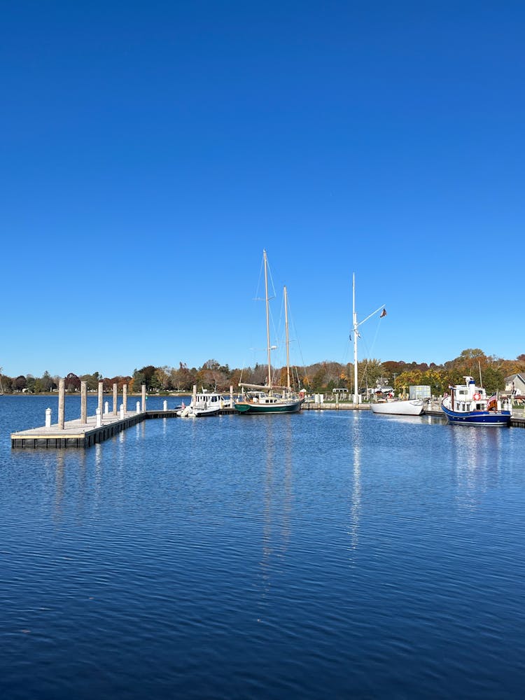 Boats In The Port Under Clear Blue Sky 