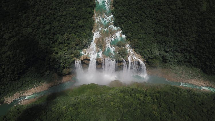 Aerial View Of The Tamul Waterfall In San Luis Potosi, Mexico 