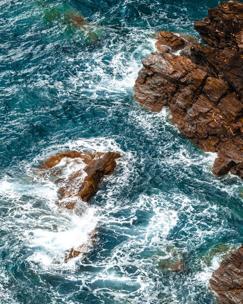 높은 각도보기, 드론으로 찍은 사진, 바다의 무료 스톡 사진