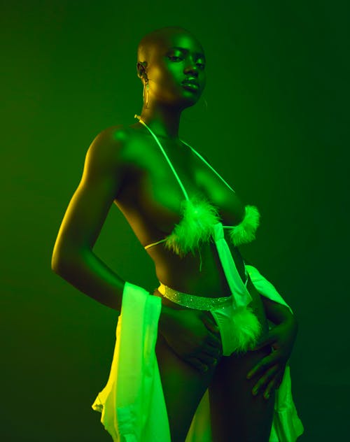 Modern Studio Shot of a Woman Posing in Lingerie 