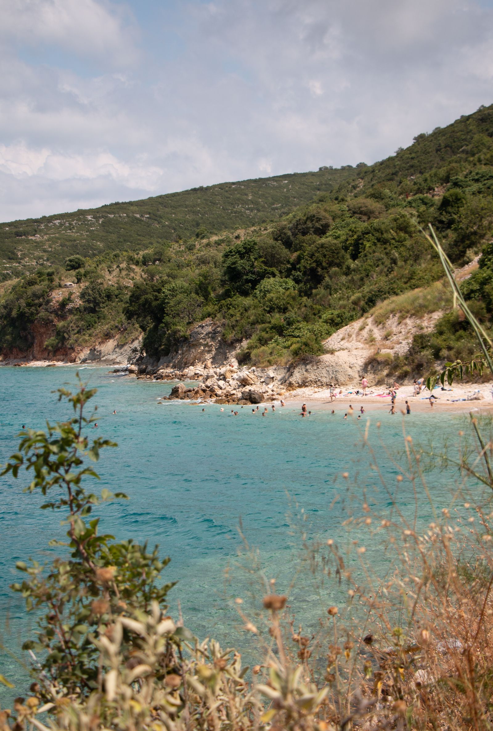 Turquoise sea and forested coast in Vlorë County, Albania
