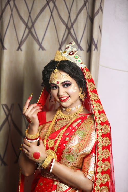 Bride Posing in a Red Lehenga