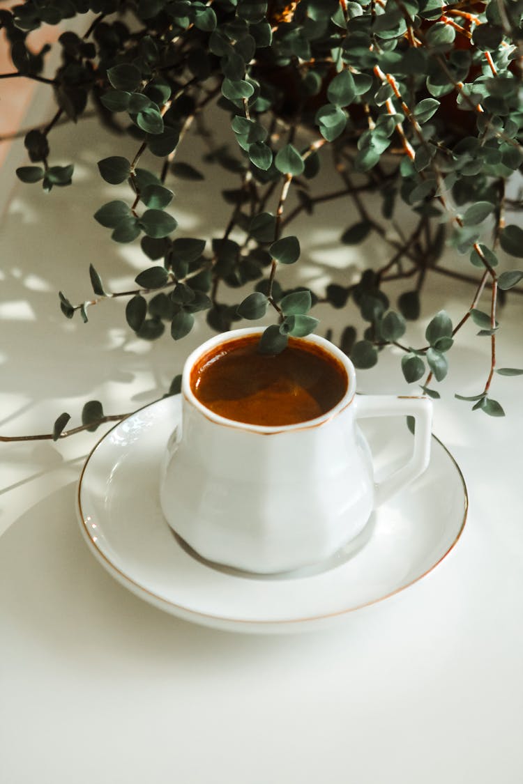 Leaves Near Coffee Cup