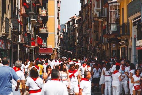 Crowd on a Pampalona Street During the San Fermin Festival 