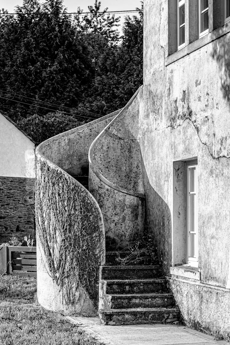 Stone Stairs In Black And White