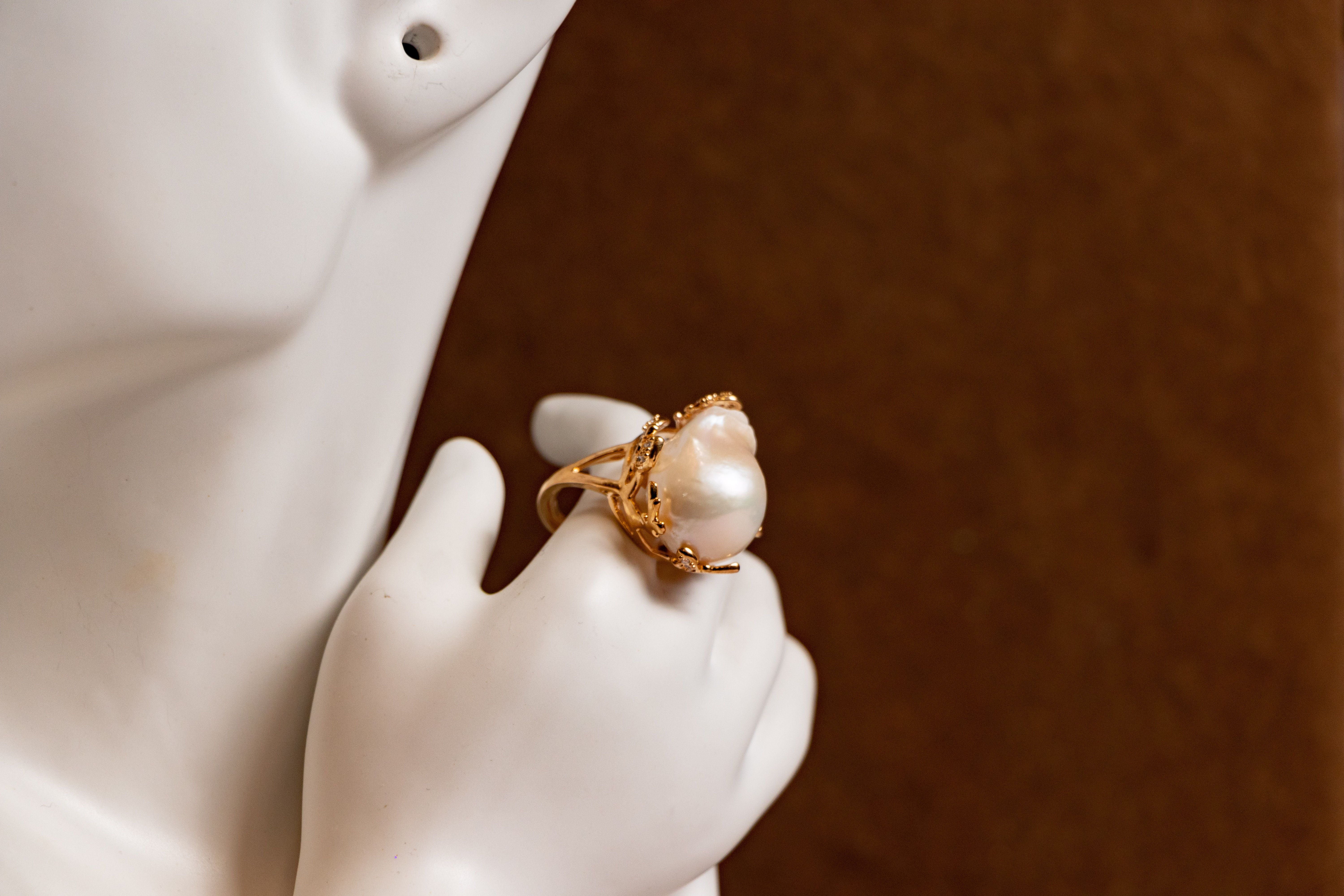 Pearl Studded Gold Ring