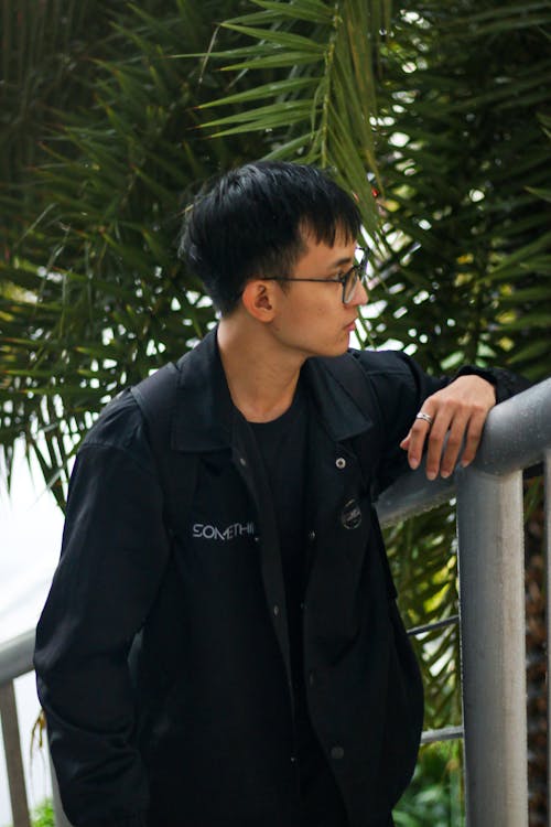 검은 머리, 까만 재킷, 나뭇잎의 무료 스톡 사진