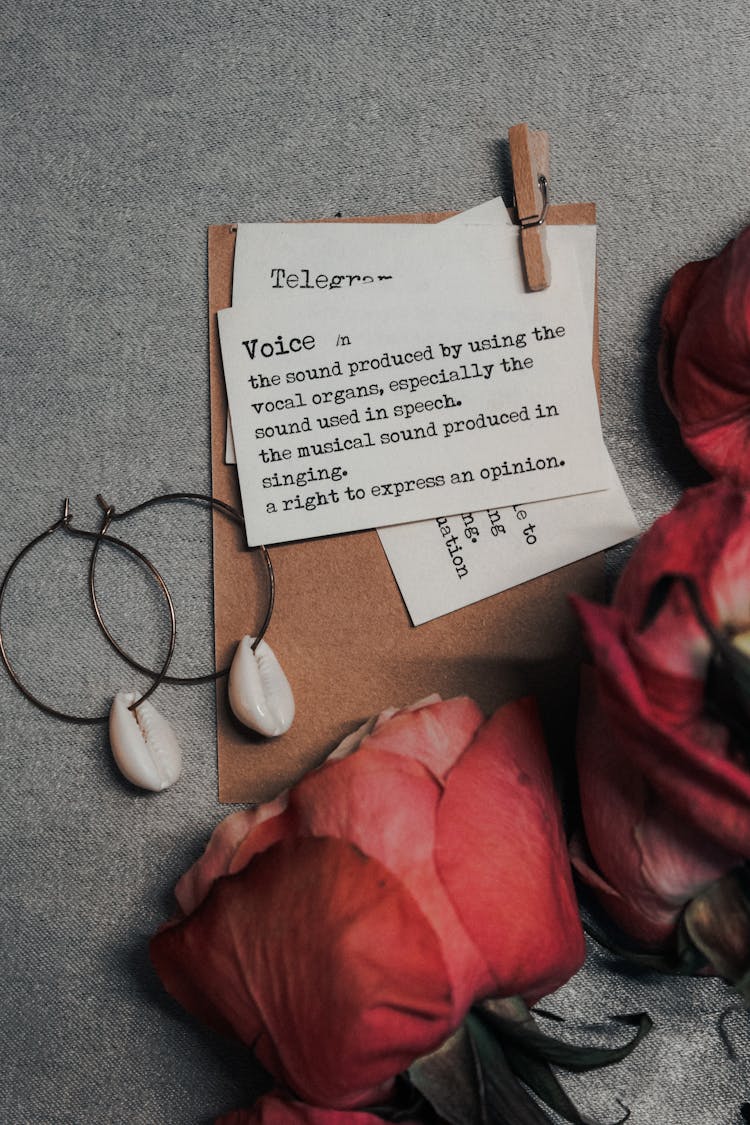 Flower, Earrings And Paper Notes