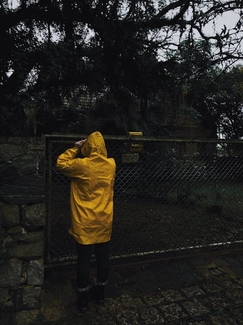 Free Person Wearing Rain Coat Stock Photo