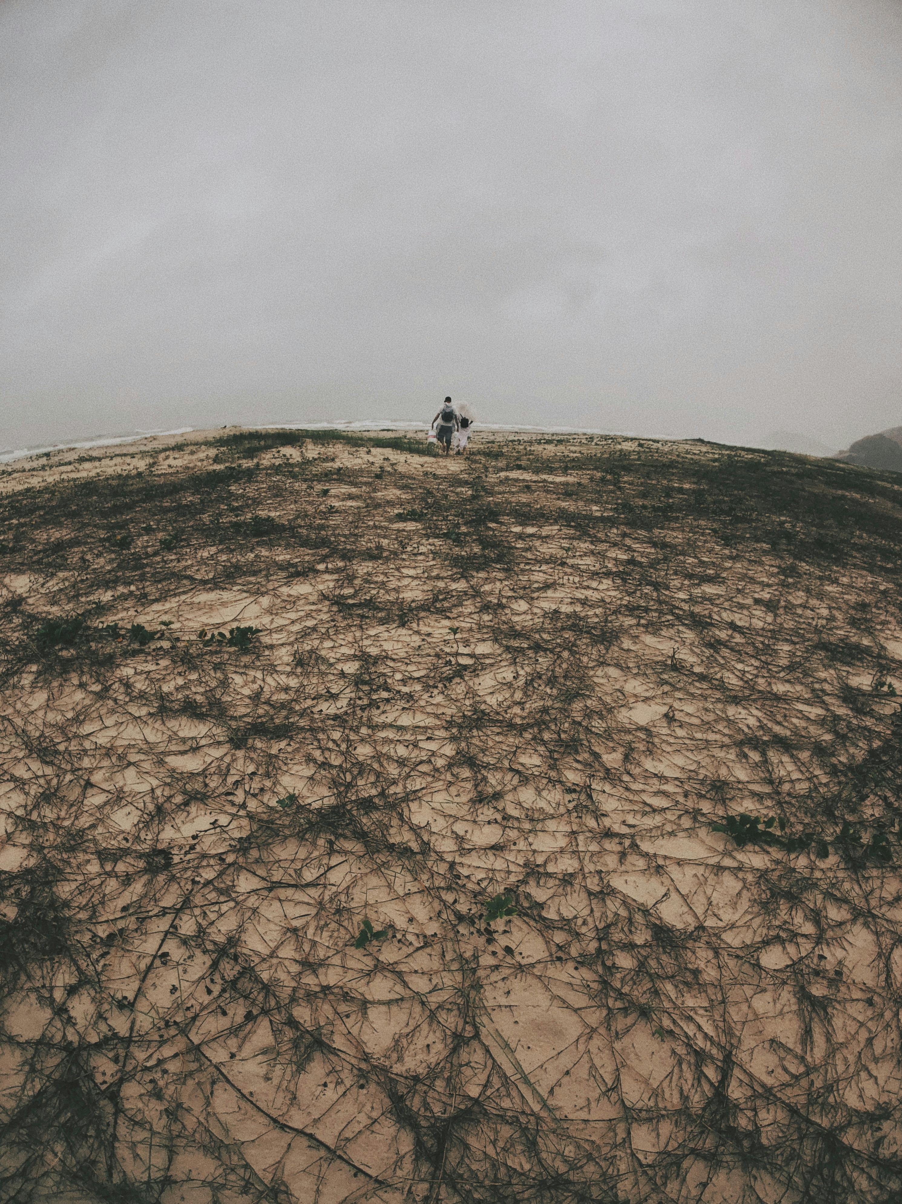 person standing on brown land