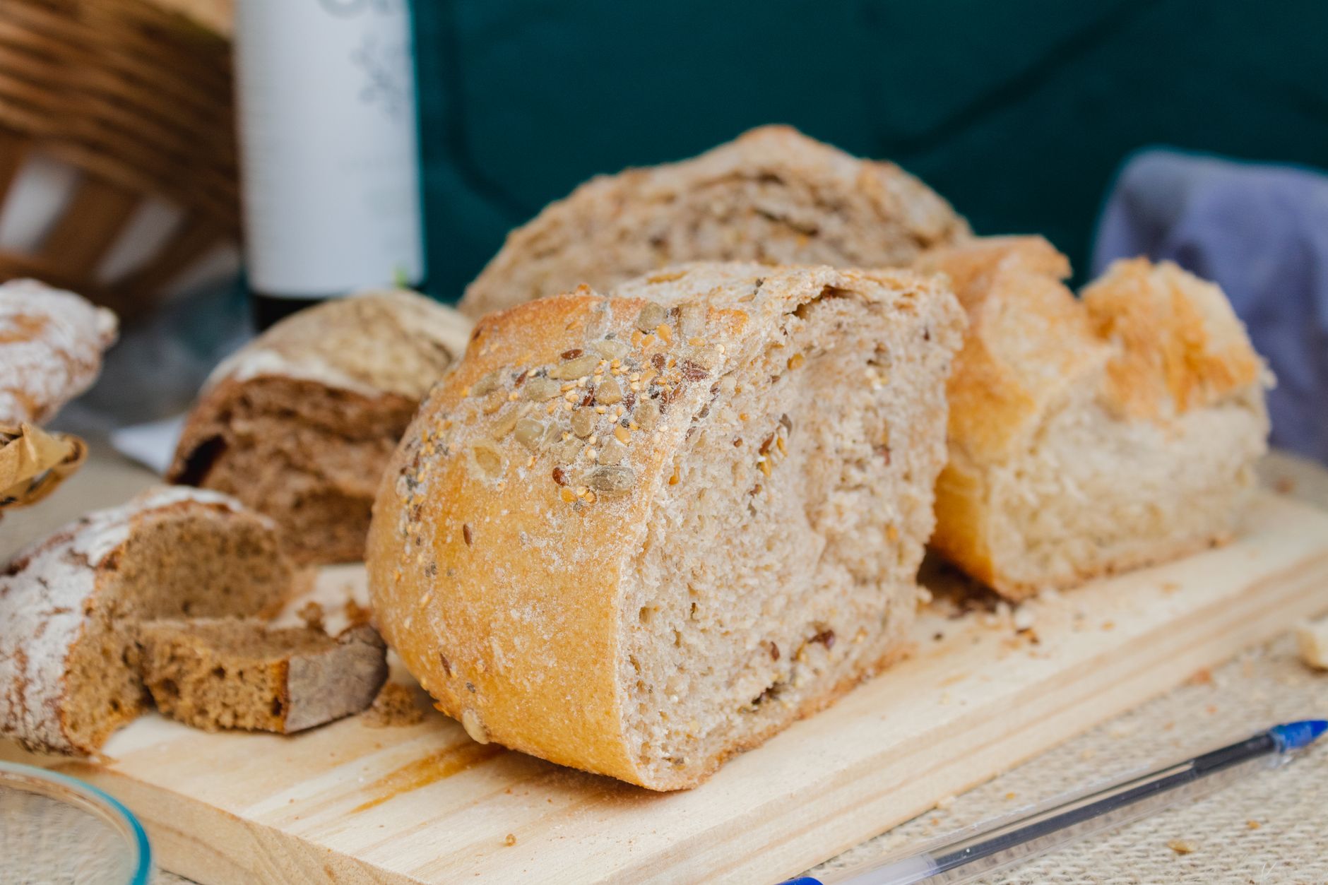 A freshly baked loaf removed from a bread maker