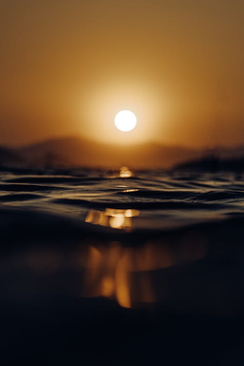 Setting Sun Seen from a Sea Surface