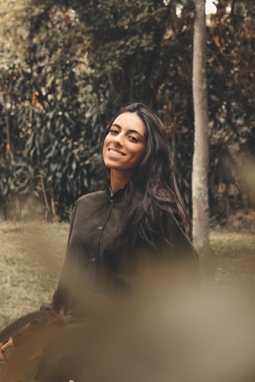 Woman Wearing Black Top Beside Tree