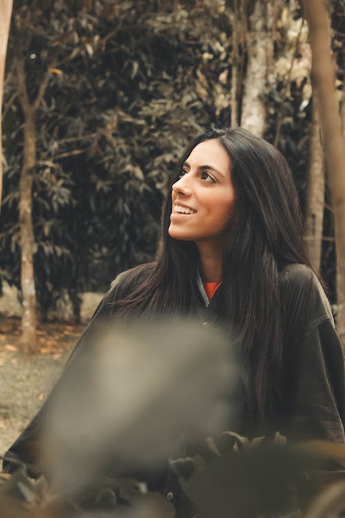 Free Smiling Woman Wearing Black Top Stock Photo