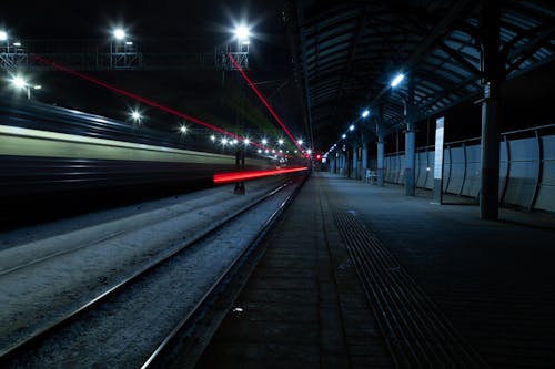 Empty Platform on Train Station at Night
