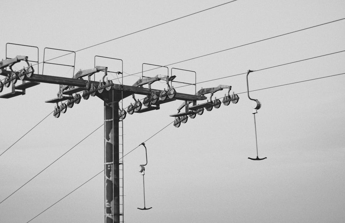 Cable Car Pole in Black and White
