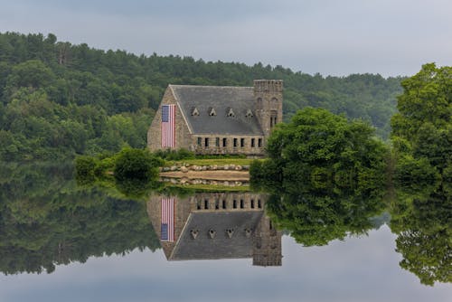 View of the Old Stone Church, West Boylston, Massachusetts, USA