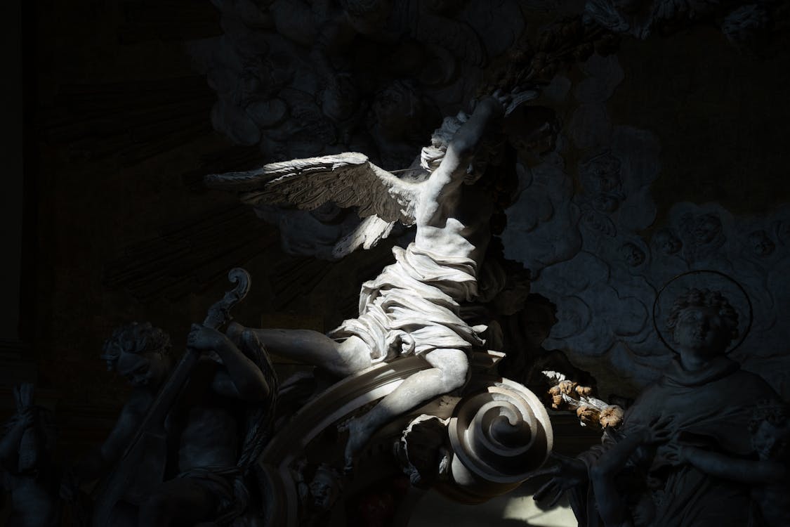Free stock photo of angel, chiaroscuro, church