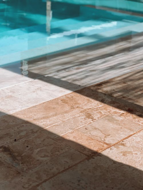 Close-up of Marble Tiles by the Pool