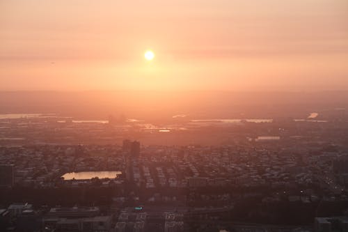 Foto profissional grátis de aéreo, cair da noite, cidade