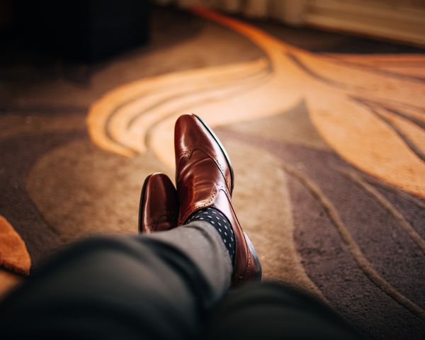Brown leather dress shoes