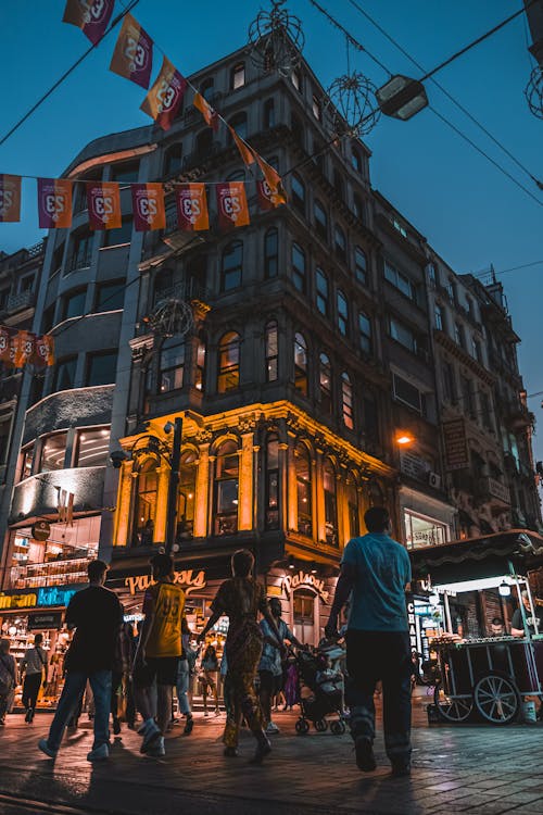 People Walking on Istanbul Street at Night