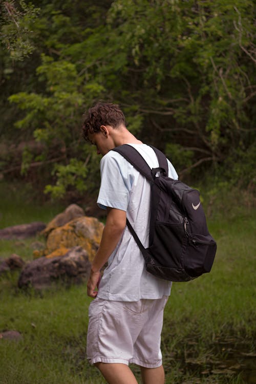 Backpacker Hiking in the Wilderness 