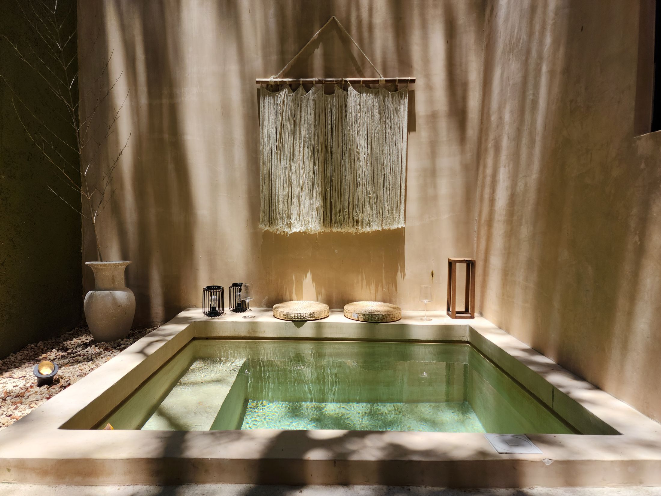 Candlelit mineral pool