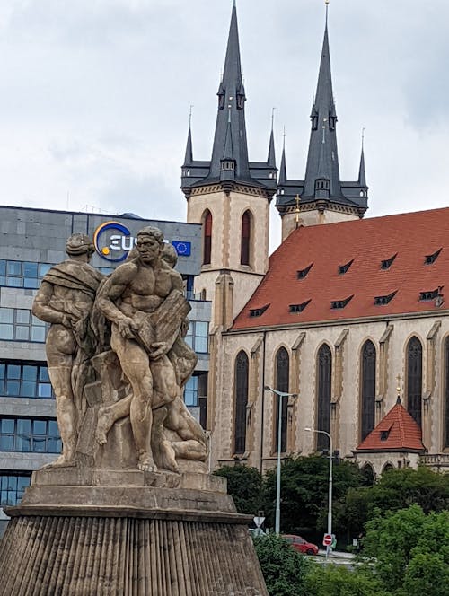 A Statue and Church of St. Anthony of Padua in Prague, Czech Republic